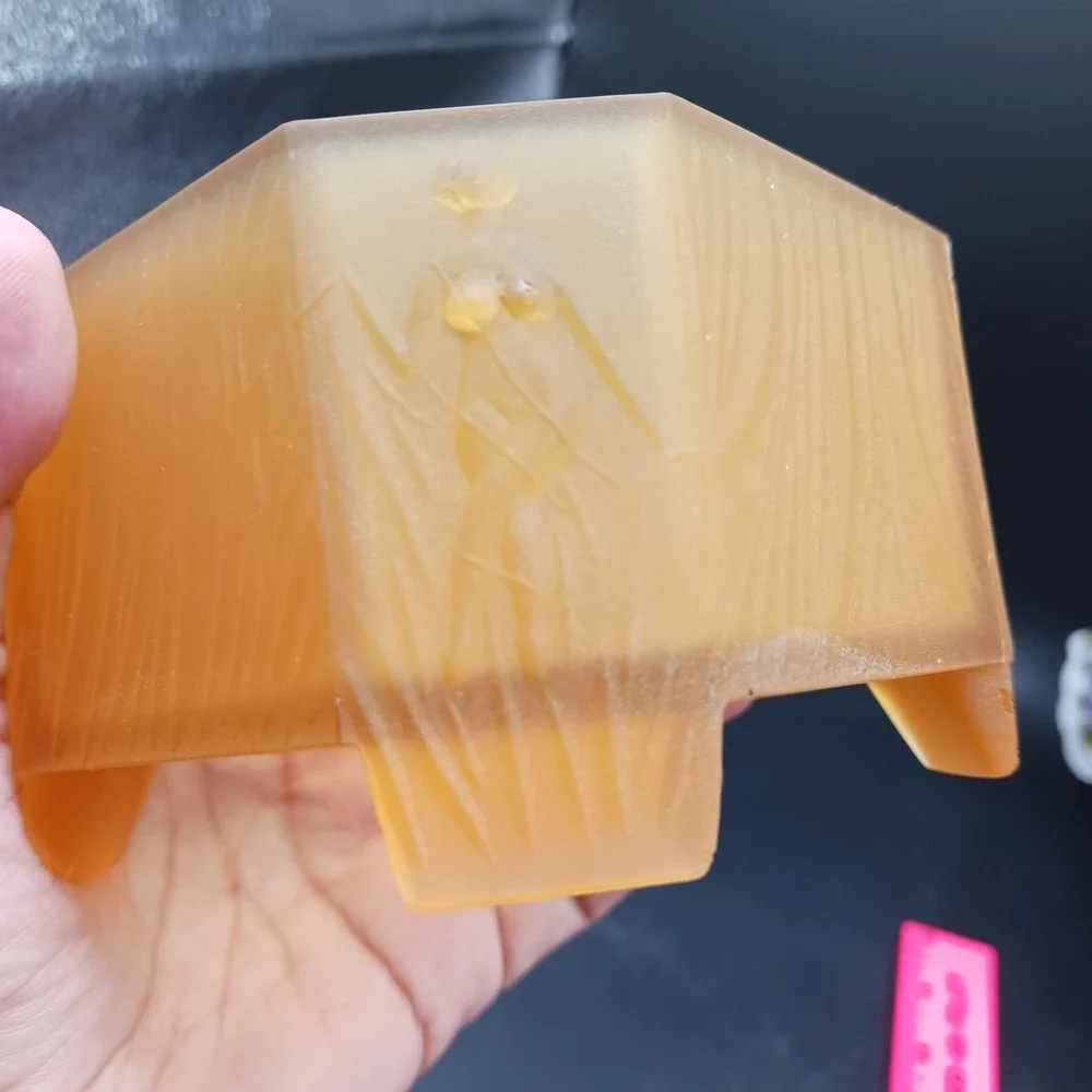 Deco Pressed Frosted Amber Glass Celluloid Lid Dresser Trinket Box